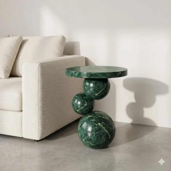 green marble side table