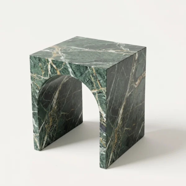 green marble side table