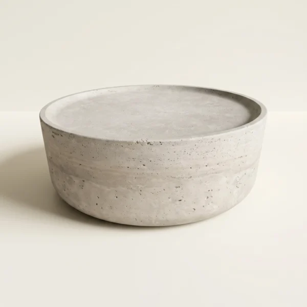 round beige travertine coffee table